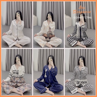 Bộ Pyjama Dài Tay Lụa Latin Nhiều Mẫu Xinh Sam Luxury 1 - Awi Sleepwear
