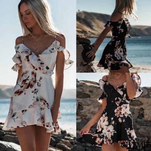 Đầm chiffon ngắn in họa tiết thời trang