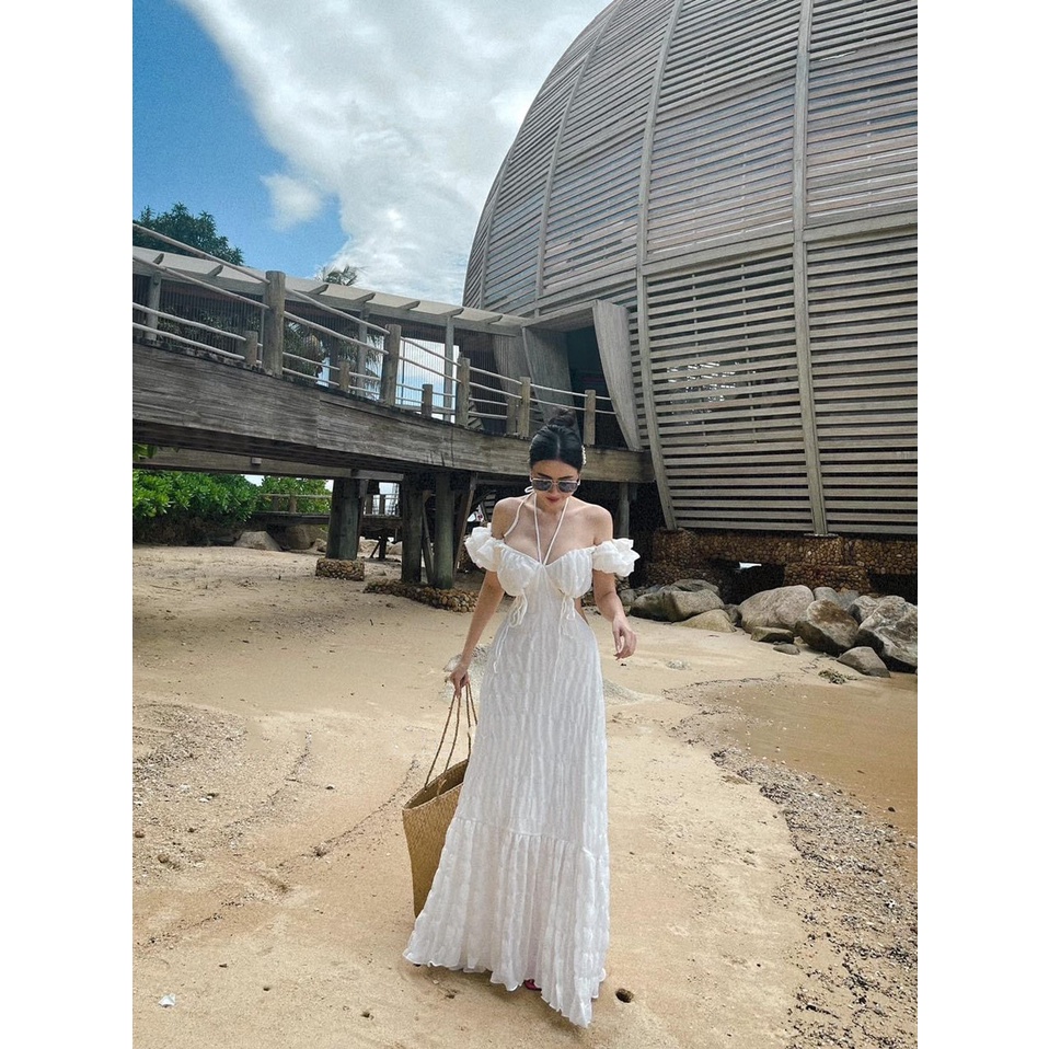 [ Maxi] Set maxi đi biển khoét eo lưng viềm đầm maxi đi biển xinh đẹp cá tính phong cách dã ngoại XUKA DRESS DT029