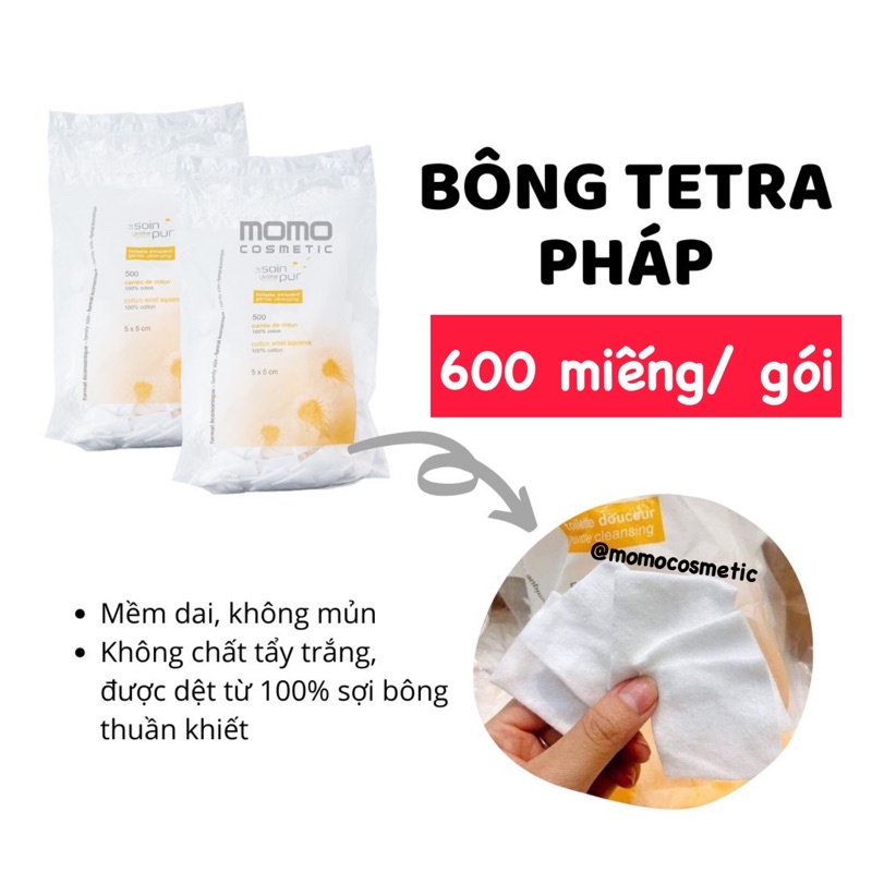 Bông tẩy trang Tetra Pháp 600 miếng