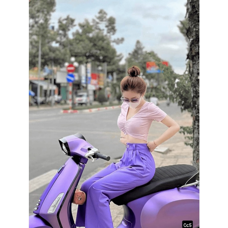 Mẫu HOT Sét Áo Thun Gân+Quần Cotton Lạnh Khóa Giả, Lưng Thun, Có Đỉa Siêu Hack Dáng UP