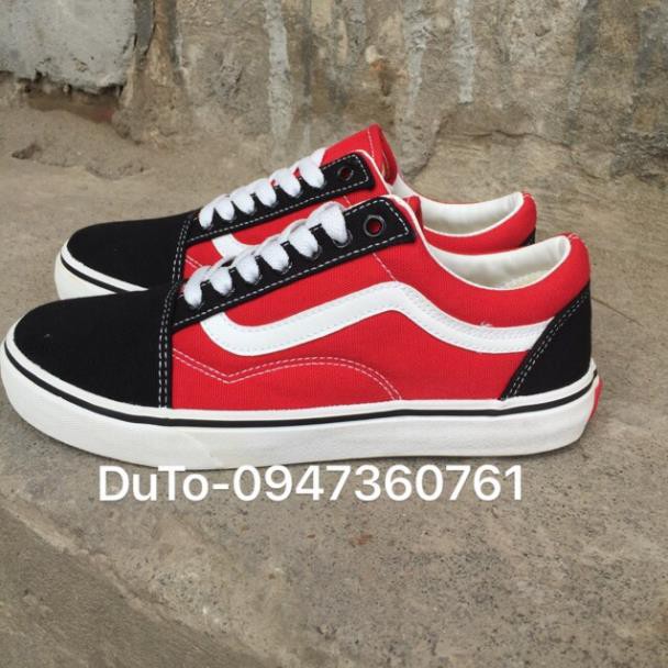 G [ SALE SỐC-SẴN HÀNG] Giày vans old skool pha đỏ đen size 36->43 :)) * ! ₁ ˇ