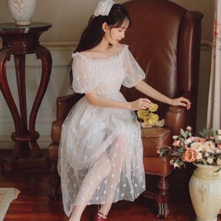 váy hoạ tiết công chúa bánh bèo cho các nàng đi chơi chụp ảnh (freeship ) cam kết ảnh như  hình