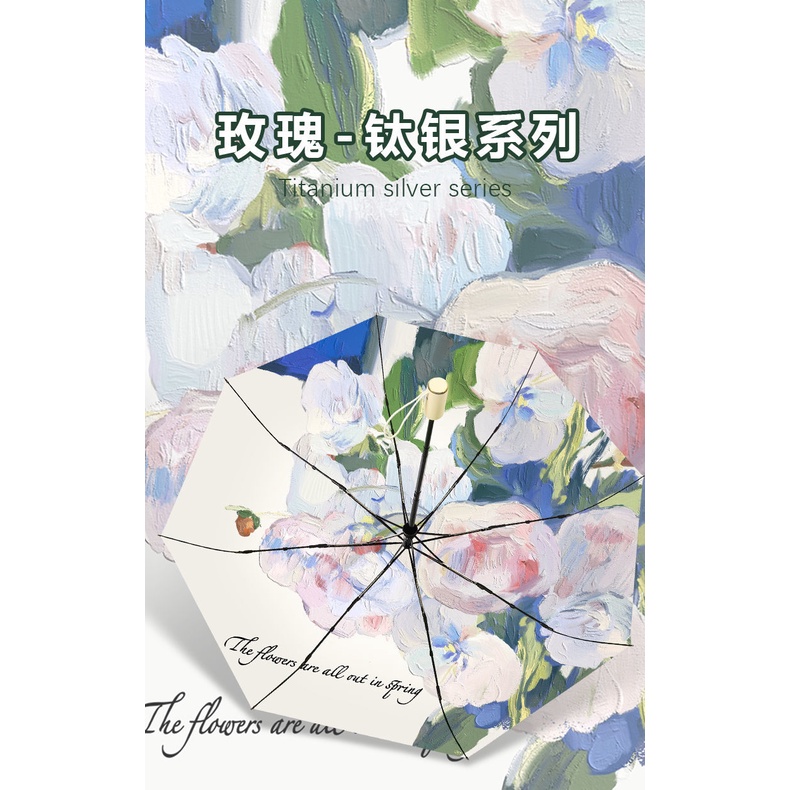 Dù Che Nắng 50% Bằng Titan Siêu Nhẹ Chống Tia Cực Tím Hai Lớp Màu Bạc