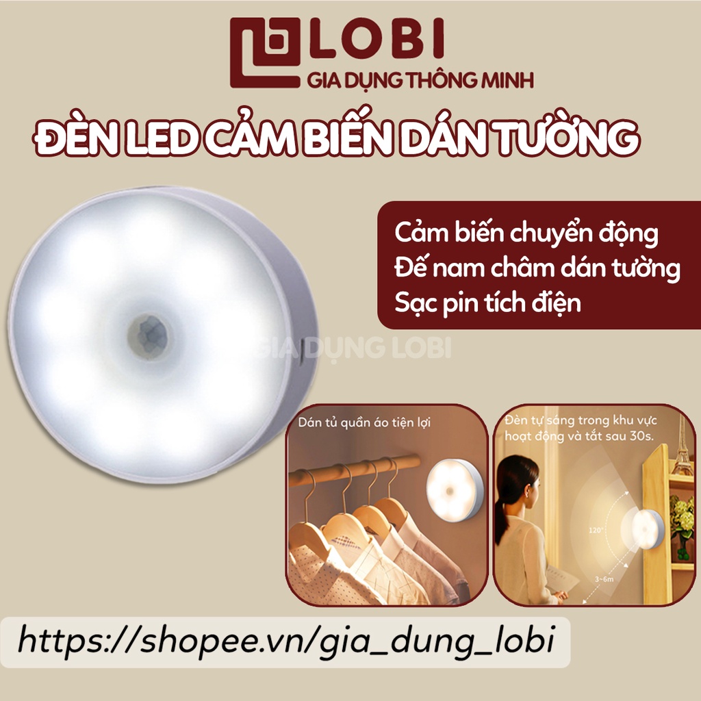 Đèn ngủ cảm ứng tự sáng khi trời tối, đèn ngủ cảm biến chuyển động dán tường thông minh