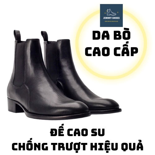 Giày Heels chelsea boots cao cổ thời trang nam chất liệu da bò nguyên tấm đế crepe độn 4.5cm | BigBuy360 - bigbuy360.vn