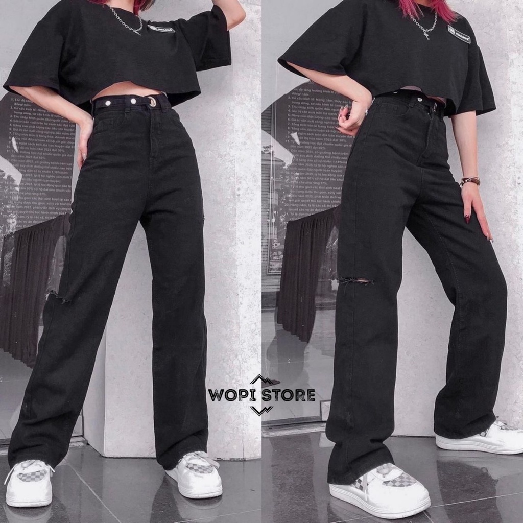 Quần Jeans Nữ Dáng Suông LORI JEANS Lưng Cao Phong Cách Ulzzang