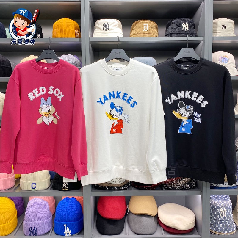 MLB Áo nỉ tay dài in hình Disney thời trang Hàn Quốc