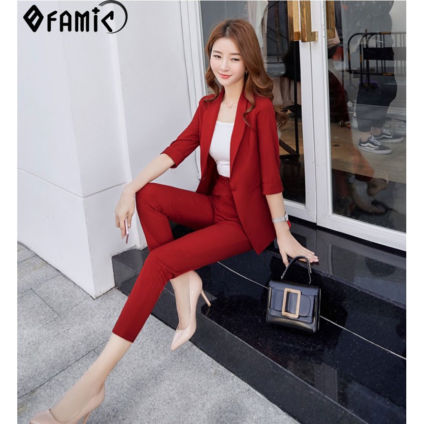 Bộ Vest Nữ ❤️𝑭𝑹𝑬𝑬𝑺𝑯𝑰𝑷❤️ Giảm 5k khi nhập mã [ BLAZER ] Vest Công Sở gồm Áo Vest Tay Lở Quần Dài Kèm Áo Trong