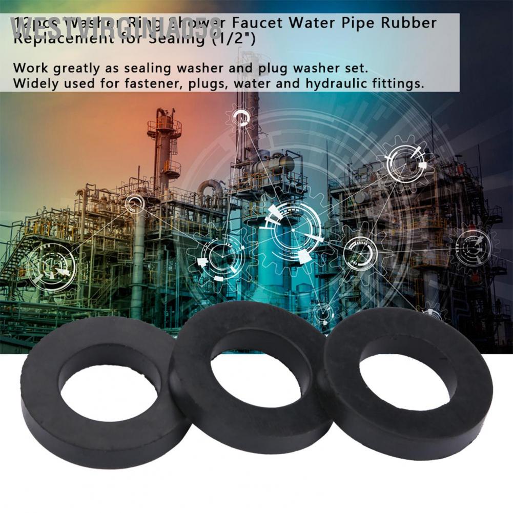 Westvirginia058 12pcs Washer Ring Shower Faucet Water Pipe Rubber Replacement for Sealing