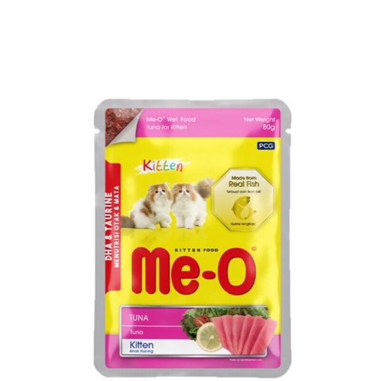 Thức ăn ướt pate mèo lớn và mèo con Me-O đủ vị túi 80g