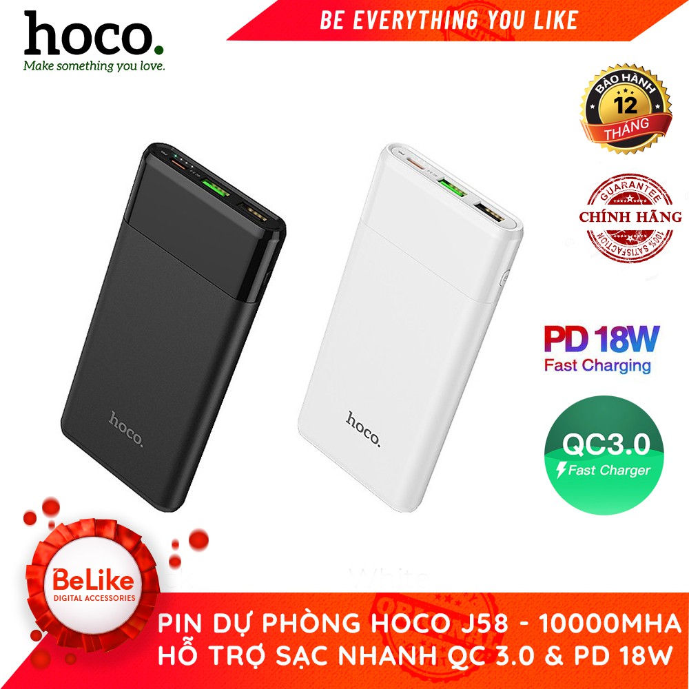 Pin Sạc Dự Phòng Hoco J58 - Sạc Nhanh PD &amp; QC3.0 - Hàng Chính Hãng