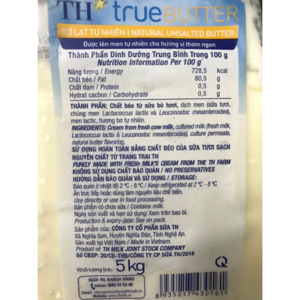 Bơ lạt TH True Milk 1kg.