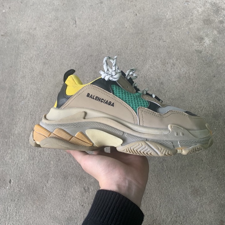 Giày Sneaker Triple s Xanh Vàng