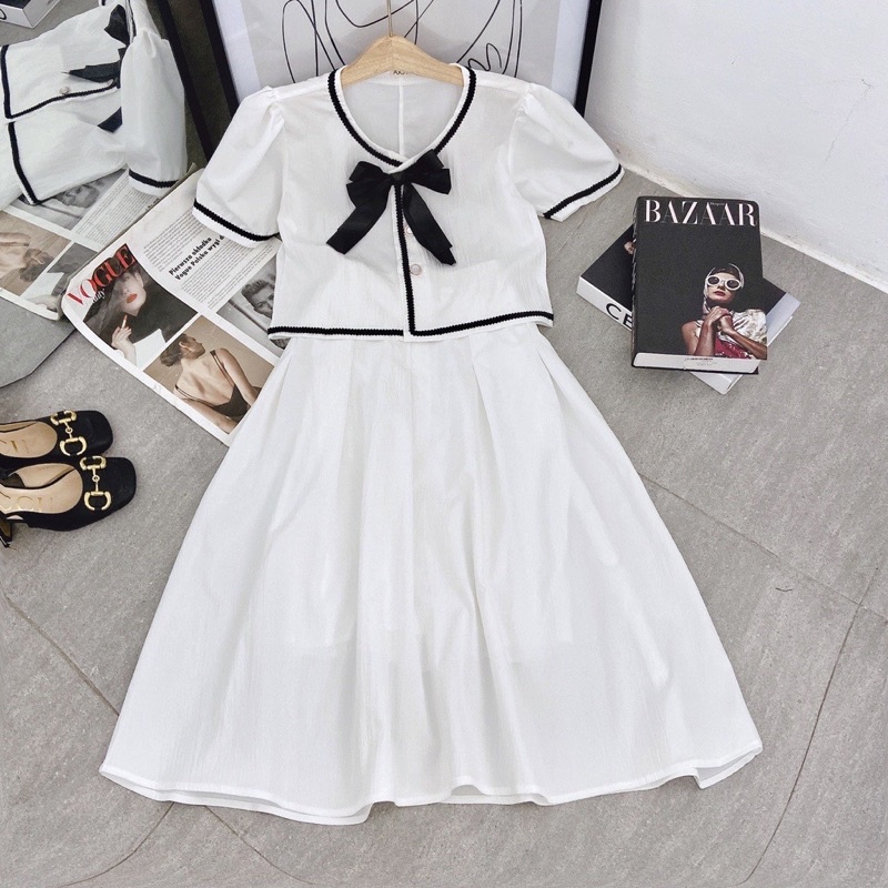 [ 𝐅𝐑𝐄𝐄 𝐒𝐇𝐈𝐏 ] SÉT VÁY UZZLANG TIỂU THƯ CÚC NƠ NGỌC CAO CẤP CHẤT CHÉO THÁI HÀNG L1