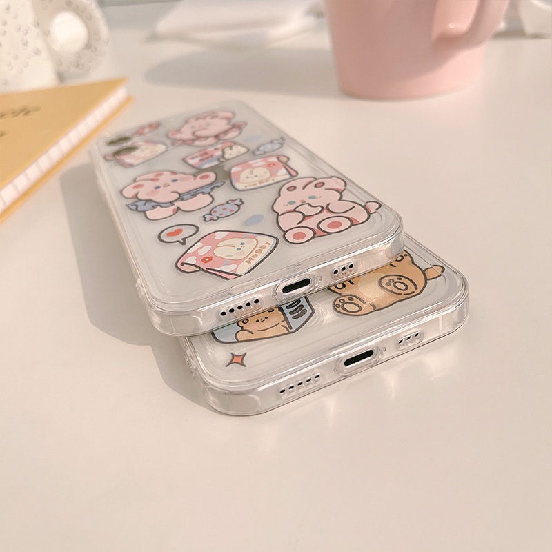 Iphone case Cartoon bear and rabbit tpu Phone Case For iPhone 11 Pro Max X Xr Xs Max 7 8 Plus Se 2020 12 pro max 12 mini | WebRaoVat - webraovat.net.vn