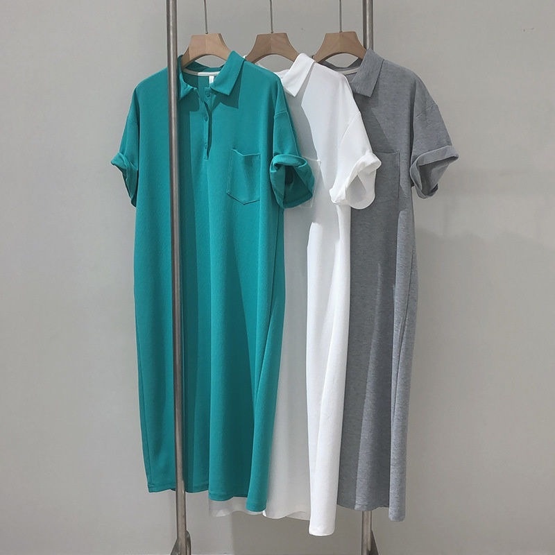 Đầm Thun Polo Ngắn Tay Dáng Rộng Cỡ Lớn Thời Trang Mùa Hè Cho Nữ