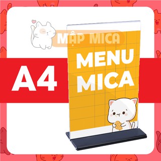 Kệ Menu Mica ĐỨNG A4 Đế Lùa