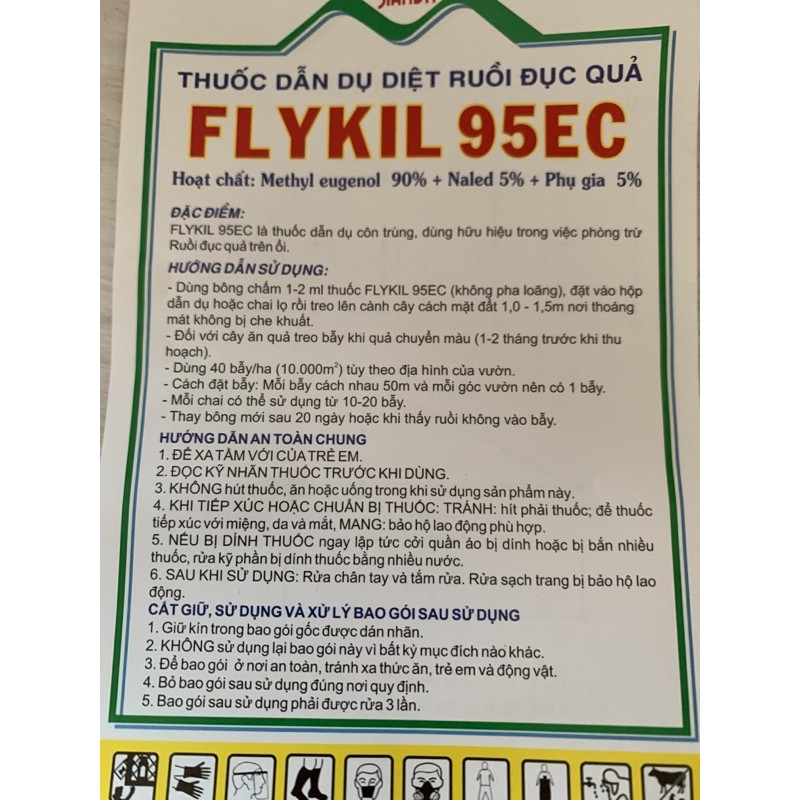 20ml Flykil - dẫn dụ ruồi vàng đục trái: ổi, bưởi...