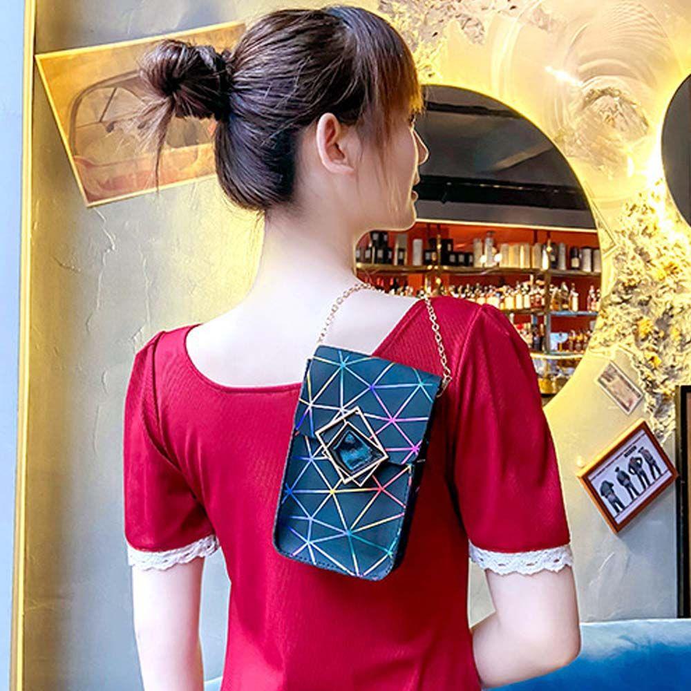QQMALL Túi Đeo Chéo Mini Đựng Điện Thoại Họa Tiết Sọc Caro Dễ Thương