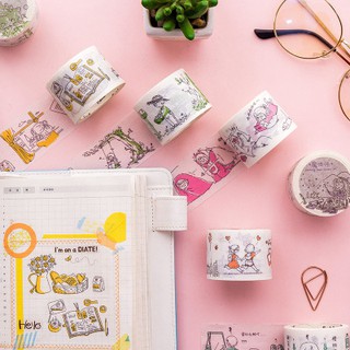Washi tape chủ đề Những nét vẽ đơn sắc (3.5cmx3m)