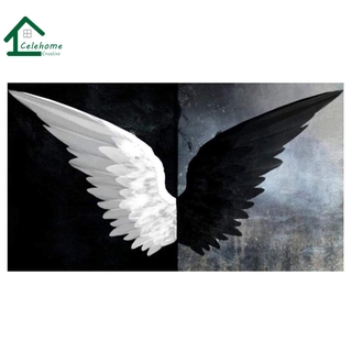 Bộ Tranh Đính Đá 5D Tự Làm Hình Đôi Cánh Thiên Thần Trắng Đen Trang Trí Nhà Cửa