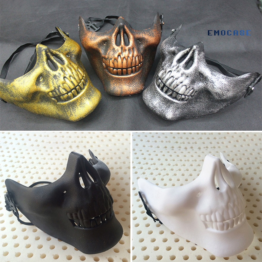 Mặt Nạ Nửa Mặt Hóa Trang Halloween Hình Đầu Lâu Kinh Dị