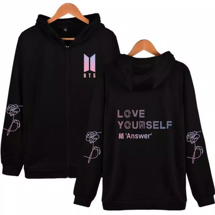 Áo Khoác Hoodie Có Dây Kéo In Chữ Bts Yourself