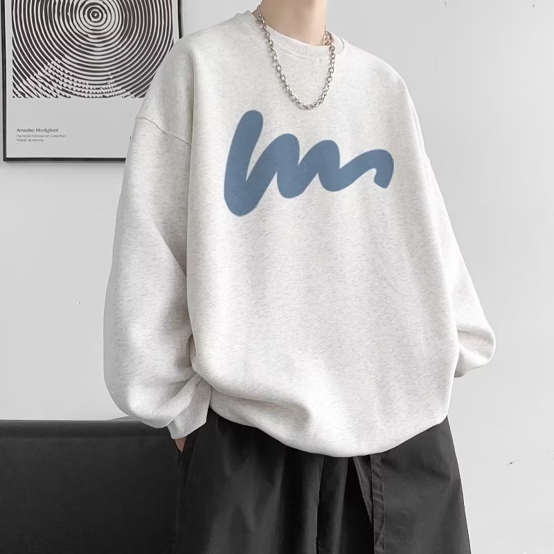 Áo Nỉ Cổ Tròn In Họa Tiết Hoạt Hình Phong Cách Hàn Quốc Thời Trang Cho Nam Cỡ Lớn M-5XL