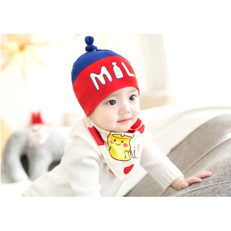 Bộ khăn và mũ cotton MILK cho bé sơ sinh chất dày dặn cực đẹp (Hoàn hàng nếu sản phẩm khác mô tả)
