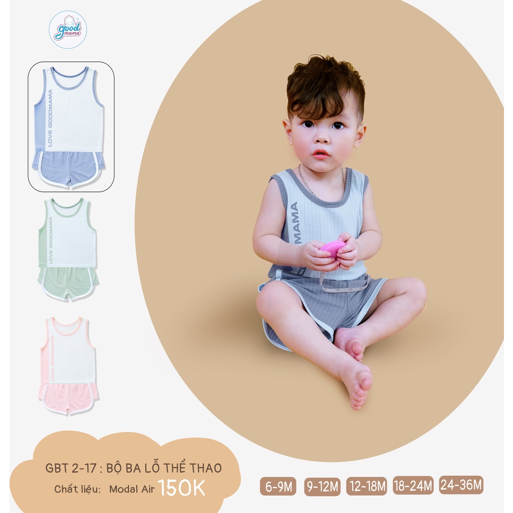 Bộ ba lỗ thể thao thoáng khí Goodmama GBT2-17