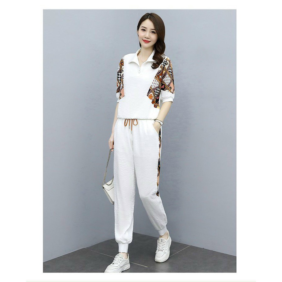 Bộ đồ thể thao nữ phối khoá kéo tay lỡ thêu chữ phối màu 3d cực đẹp TT0190_HÀNG CHUẨN SHOP