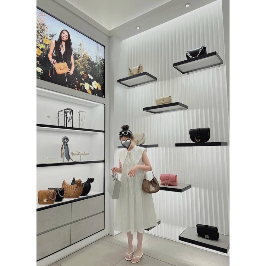 Đầm bầu babydoll cổ nhọn thắt nơ  tkutrang -  váy bầu tiểu thư dáng xòe 2 màu siêu xinh