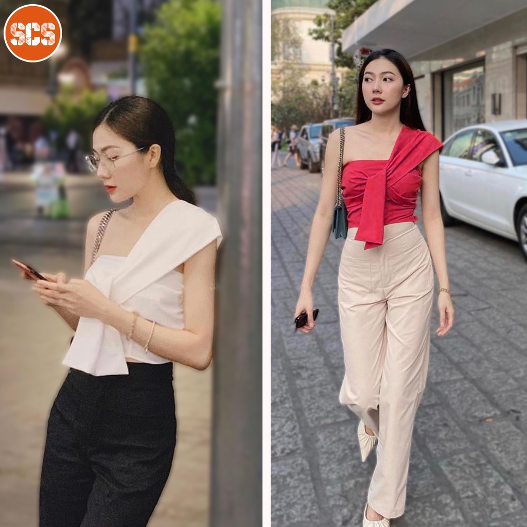 Áo croptop lệch vai kiểu thái [ Áo_croptop]