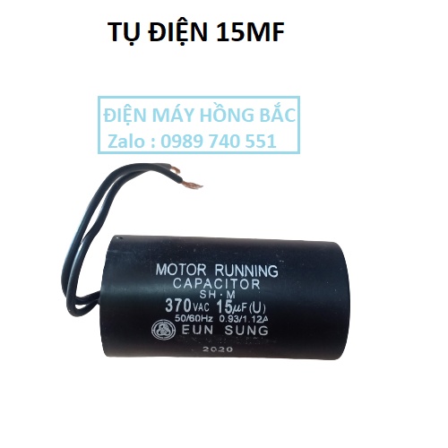 01 Tụ điện 15mF 370VAC đen loại tốt dùng cho bơm nước và thiết bị điện khác