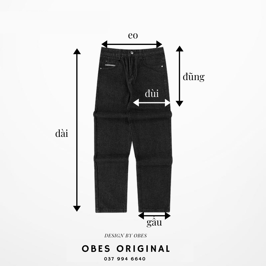 [OBES] Quần jeans ĐEN trơn Regular-fit Jeans mã QT101