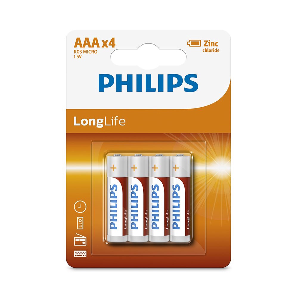 Vỉ 4 viên Pin Kẽm AAA Philips