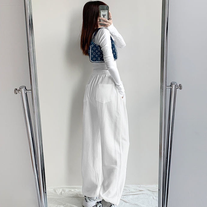 Quần BH cotton mỏng ống rộng lưng cao phong cách Hàn Quốc cho nữ 2021