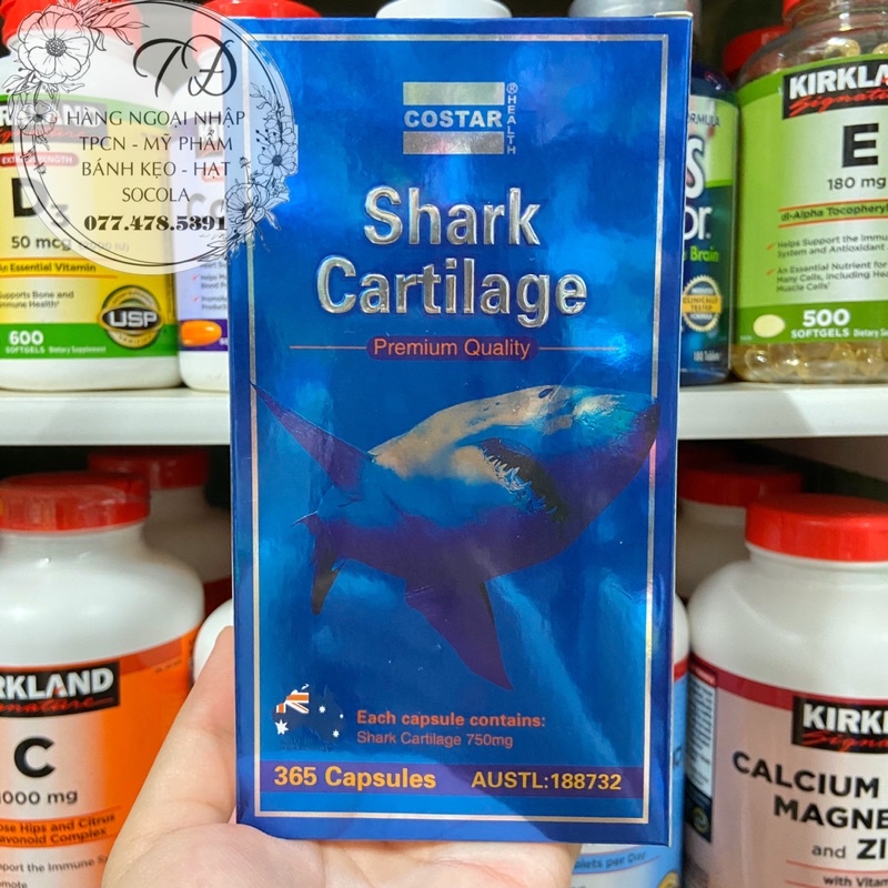 DATE MỚI 2024 TPCN Viên uống sụn vi cá mập Shark Cartilage 750mg của Úc 365v