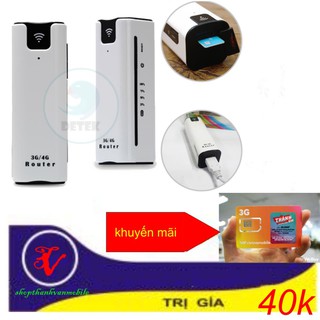 Thiết bị Phát WiFi 3G/4G di động Kiêm Pin Sạc Dự Phòng 2.200mAH  +Tặng sim vietnamobile