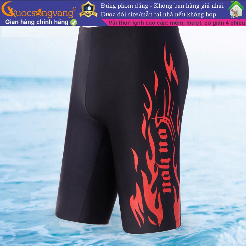 Quần bơi nam hai lớp quần nam đi biển màu đen ngọn lửa GLSWIM010 Cuocsongvang