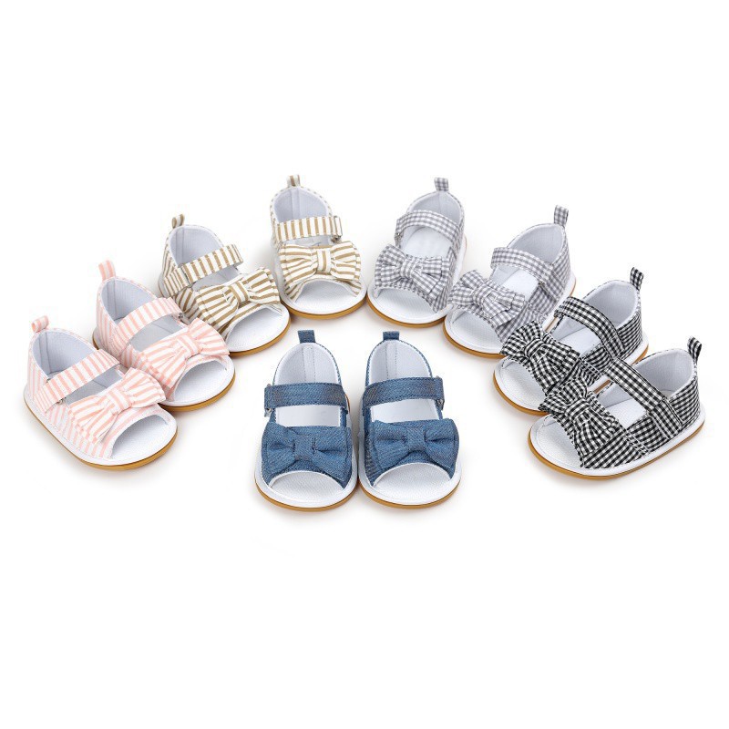 Giày Sandal Đính Nơ Cho Bé Gái 0-18 Tháng Tuổi