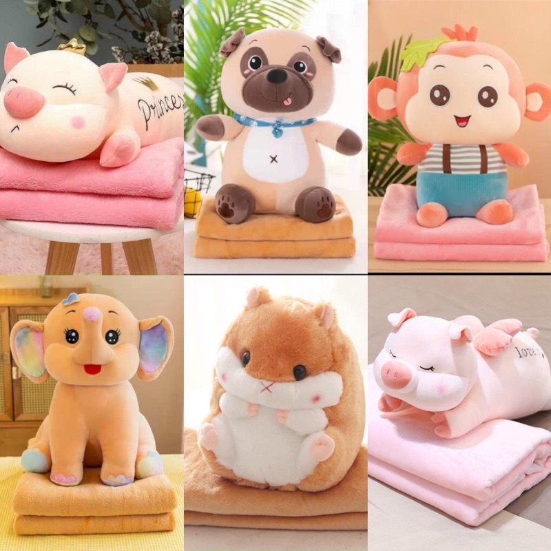 Gấu Kèm Mền, Chăn gối văn phòng, Gấu Bông có Chăn Hàng Quảng Châu