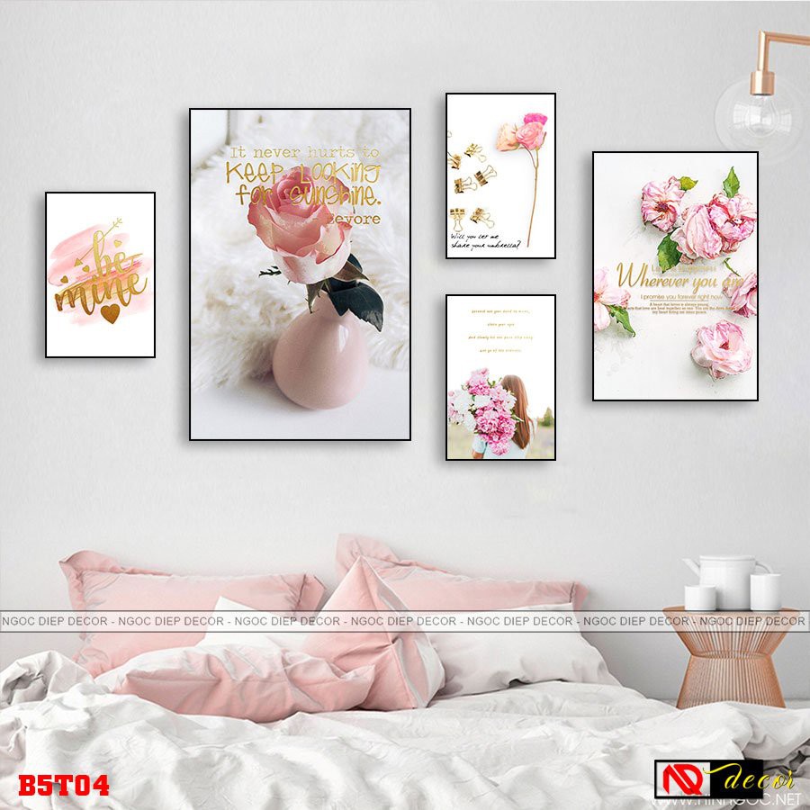 Tranh Treo Tường phòng khách 5 Bức treo phòng ngủ Vintage nghệ thuật hiện đại treo tường cao cấp đẹp R2