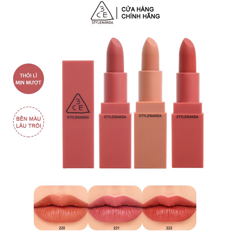 Son thỏi lì 3CE Mate Lip Recipe Color chính hãng