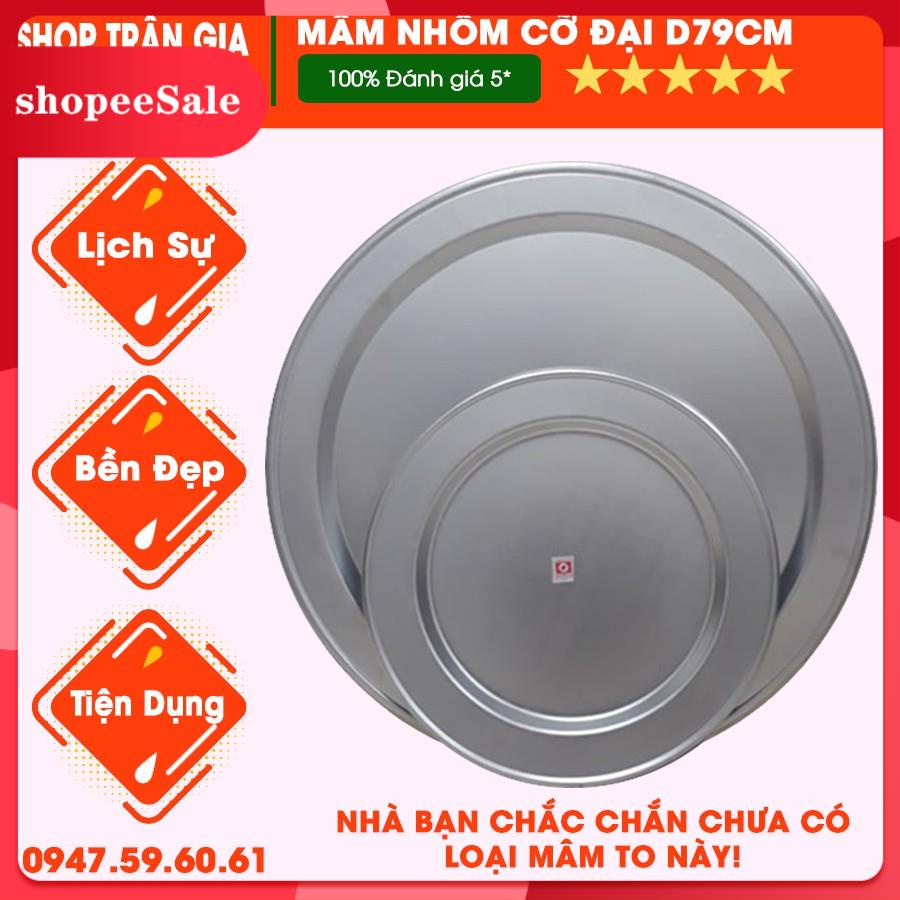 (Hàng Mới Về) Mâm nhôm cỡ đại loại to tròn D79cm, nặng 1,5kg, dày 2,5ly, đồ dùng phòng bếp để ăn cơm, cỗ, tiệc, lẩu của