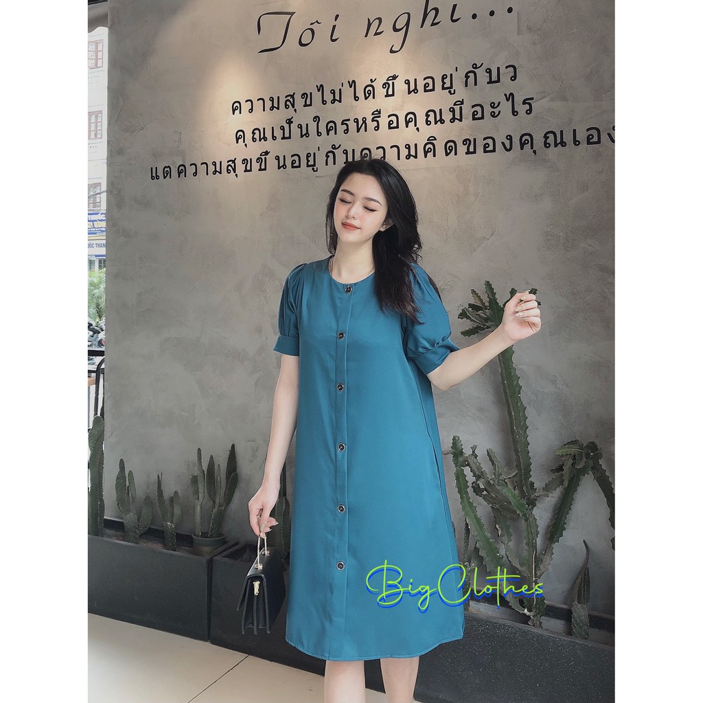 Váy đầm bigsize BigClothes chất lụa xanh công sở BC019 | BigBuy360 - bigbuy360.vn