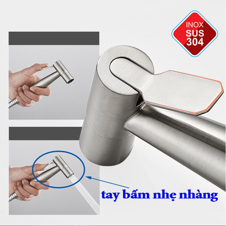 Vòi xịt vệ sinh inox 304 cao cấp tăng áp TAAN BX03