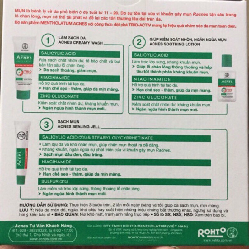 bộ sản phẩm chăm sóc da mụn Acnes - combo chăm sóc da bị mụn Acnes gồm: kem rửa mặt acnes creamy wash, dung dịch và gel | BigBuy360 - bigbuy360.vn