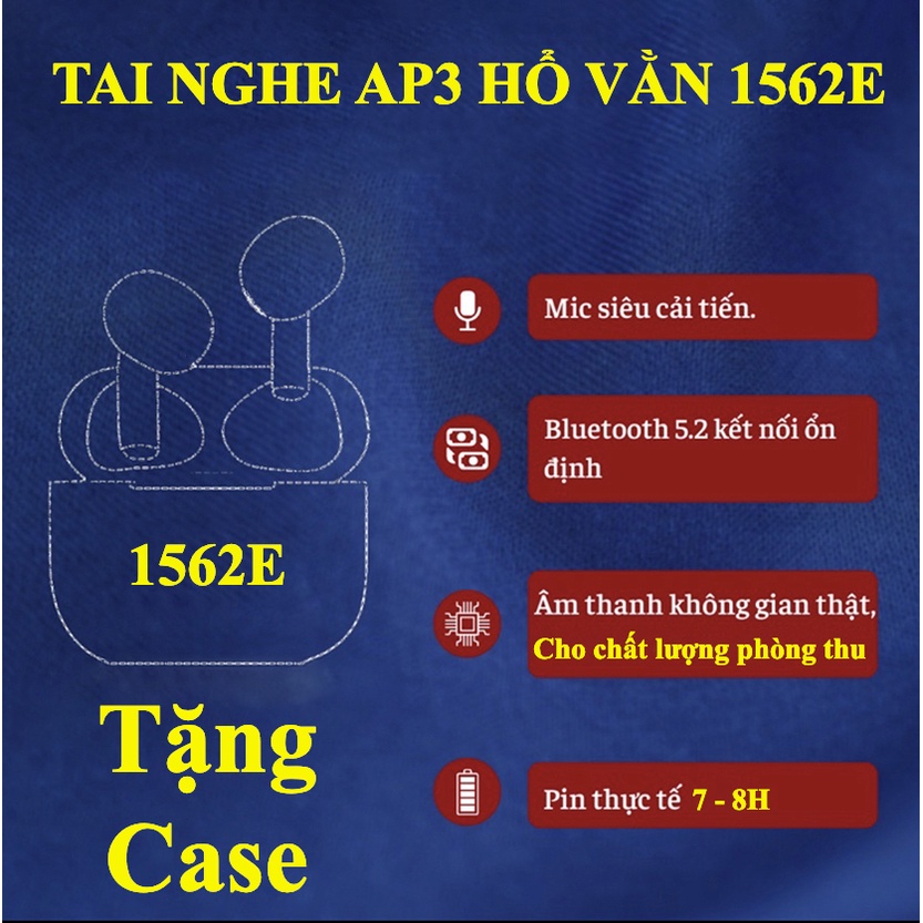 Tai Nghe Bluetooth Hổ Vằn 1562E ENC Bản Cao Cấp Pin 8 Tiếng Âm Thanh Không Gian Chất Lượng - BH 5 Tháng